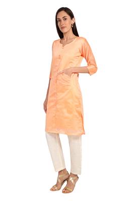 Orange plain cotton cotton-kurtis 3