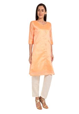Orange plain cotton cotton-kurtis 4