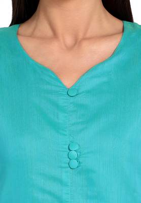 Blue plain cotton cotton-kurtis 5
