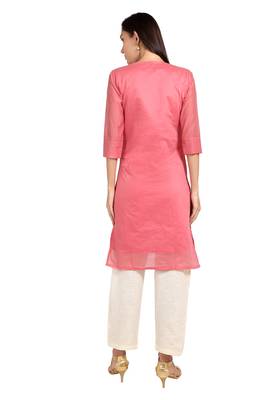 Pink plain cotton cotton-kurtis 2