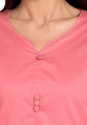 Pink plain cotton cotton-kurtis 5