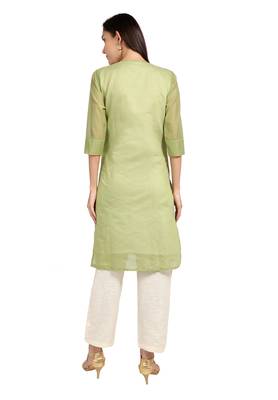 Green plain cotton cotton-kurtis 2