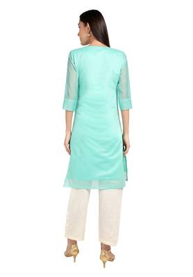 Blue plain cotton cotton-kurtis 2