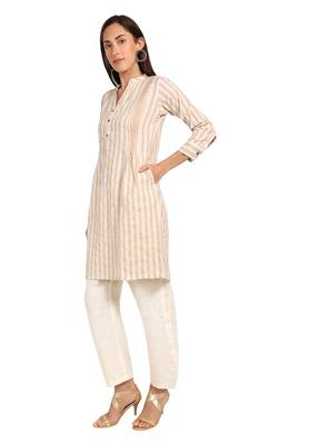 Beige plain cotton cotton-kurtis 4