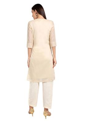 Cream plain cotton cotton-kurtis 2