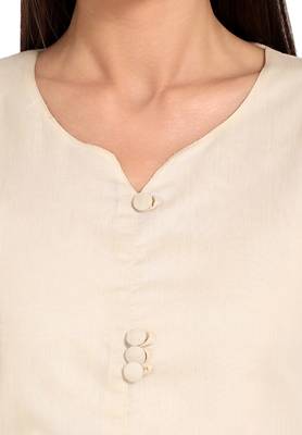 Cream plain cotton cotton-kurtis 5