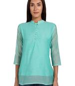 Blue plain cotton cotton-kurtis