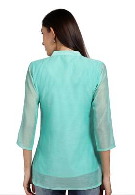 Blue plain cotton cotton-kurtis 2