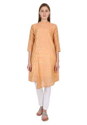 Orange plain cotton cotton-kurtis 1