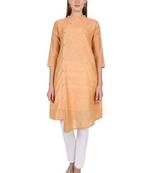Orange plain cotton cotton-kurtis