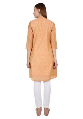 Orange plain cotton cotton-kurtis 2