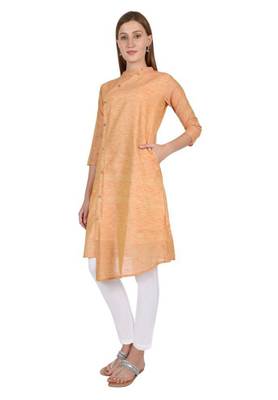 Orange plain cotton cotton-kurtis 3