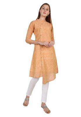 Orange plain cotton cotton-kurtis 4