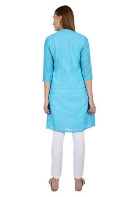 Blue plain cotton cotton-kurtis 2