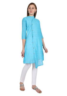 Blue plain cotton cotton-kurtis 4