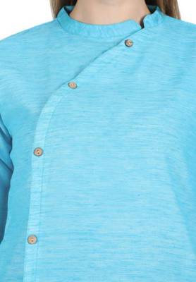 Blue plain cotton cotton-kurtis 5