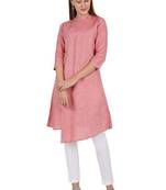 Pink plain cotton cotton-kurtis