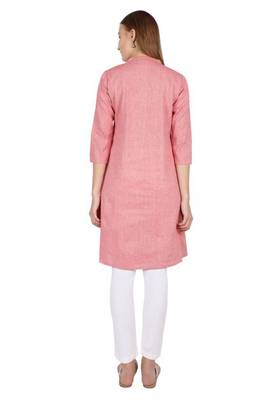Pink plain cotton cotton-kurtis 2