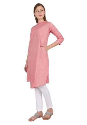Pink plain cotton cotton-kurtis 3