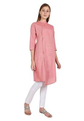Pink plain cotton cotton-kurtis 4