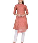 Red plain cotton cotton-kurtis