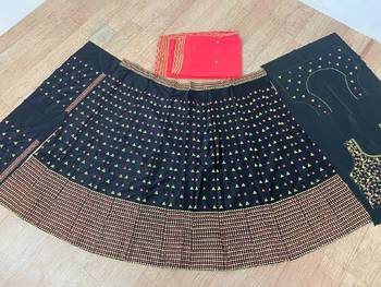 Black Embroidered Attractive Party Wear Malay satin Lehenga choli  4