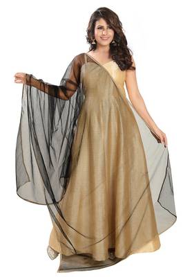 Salwar Studio Women's Black Net Self Design Dupatta 2