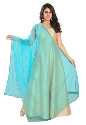 Salwar Studio Women's Sky Blue Net Self Design Dupatta 1