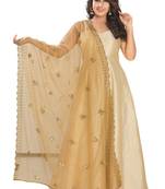 Salwar Studio Women's Gold Net Self Design Dupatta