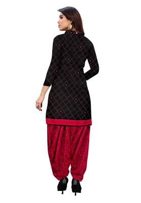 Salwar Studio Women's Black & Maroon Synthetic Printed Unstitch Dress Material with Dupatta 2