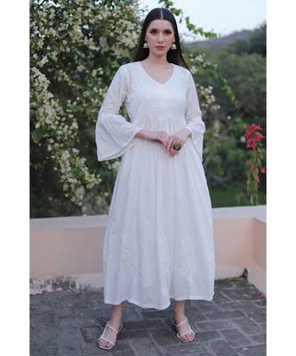 Cotton chikankari tunic/dress/kurti with pockets 1