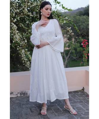 Cotton chikankari tunic/dress/kurti with pockets 3
