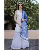 White embroidered kota sharara set with organza dupatta (set of 3)