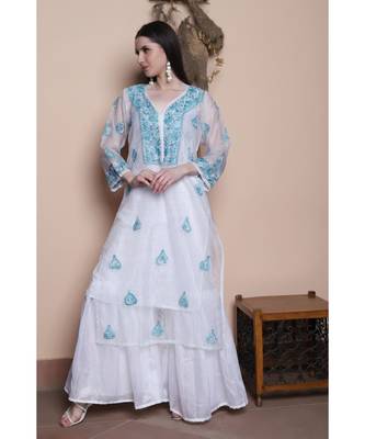 Light blue organza kurti 2