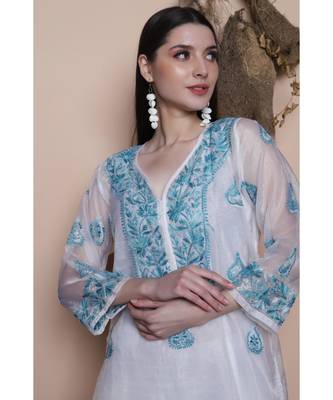 Light blue organza kurti 4