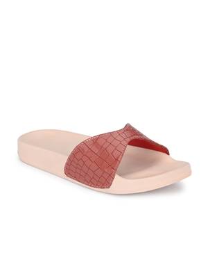 Zorik Pink Synthetic Leather Comfort Foam Casual Slides/Flip Flop For Women's 1