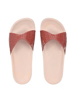 Zorik Pink Synthetic Leather Comfort Foam Casual Slides/Flip Flop For Women's 3