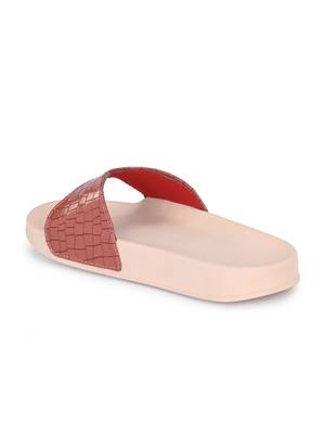 Zorik Pink Synthetic Leather Comfort Foam Casual Slides/Flip Flop For Women's 5