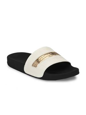 Zorik White Synthetic Leather Comfort Foam Casual Slides/Flip Flop For Women's 1