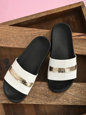 Zorik White Synthetic Leather Comfort Foam Casual Slides/Flip Flop For Women's 2