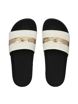 Zorik White Synthetic Leather Comfort Foam Casual Slides/Flip Flop For Women's 4