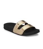 Zorik Golden Synthetic Leather Comfort Foam Casual Slides/Flip Flop For Women's