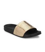Zorik Golden Synthetic Leather Comfort Foam Casual Slides/Flip Flop For Women's
