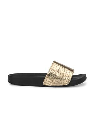 Zorik Golden Synthetic Leather Comfort Foam Casual Slides/Flip Flop For Women's 4