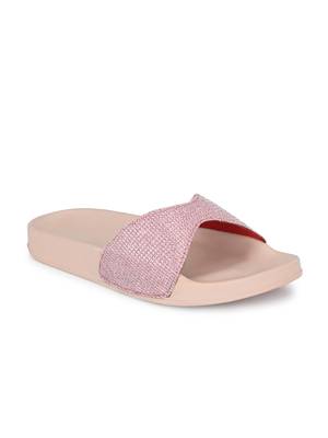 Zorik Pink Synthetic Leather Comfort Foam Casual Slides/Flip Flop For Women's 1