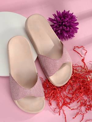 Zorik Pink Synthetic Leather Comfort Foam Casual Slides/Flip Flop For Women's 2