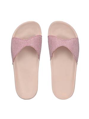 Zorik Pink Synthetic Leather Comfort Foam Casual Slides/Flip Flop For Women's 3