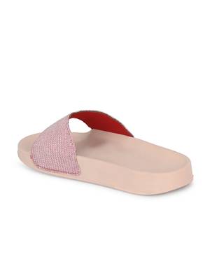 Zorik Pink Synthetic Leather Comfort Foam Casual Slides/Flip Flop For Women's 5