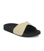 Zorik Golden Synthetic Leather Comfort Foam Casual Slides/Flip Flop For Women's