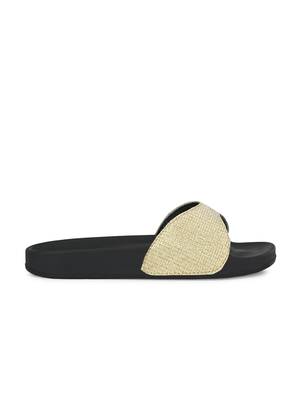 Zorik Golden Synthetic Leather Comfort Foam Casual Slides/Flip Flop For Women's 4